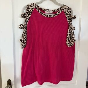 Hot Pink Leopard Print Women's Blouse